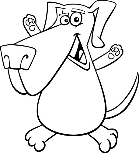 Cheerful Cartoon Dog Coloring Page Vector Image