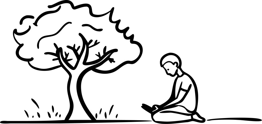 Person Planting a Tree Line Art Vector Image