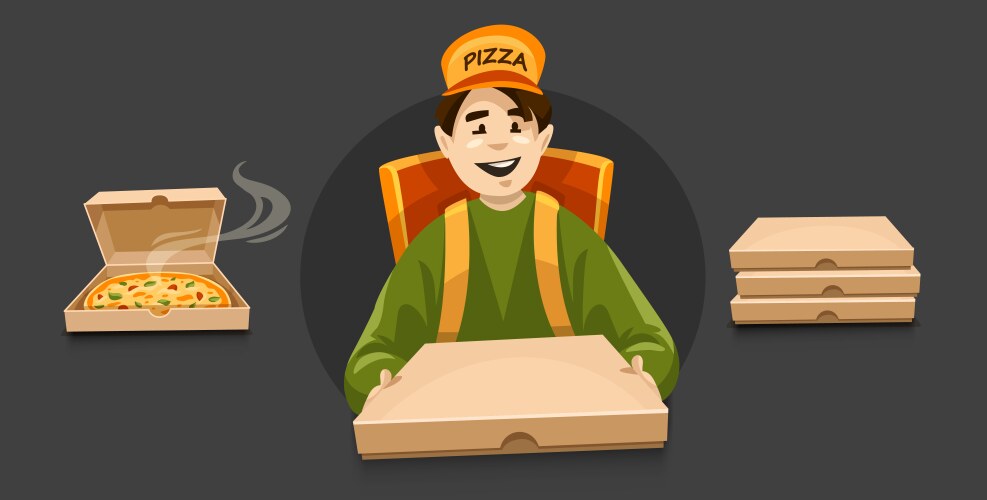 Pizza delivery courier box vector image