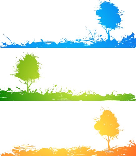 set of colored trees vector