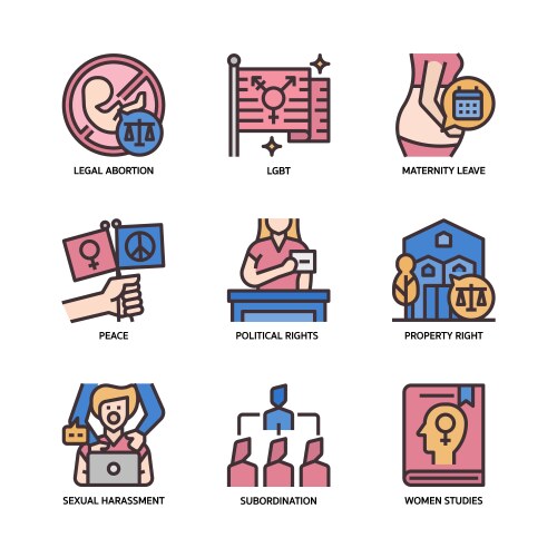 feminist icons set vector image