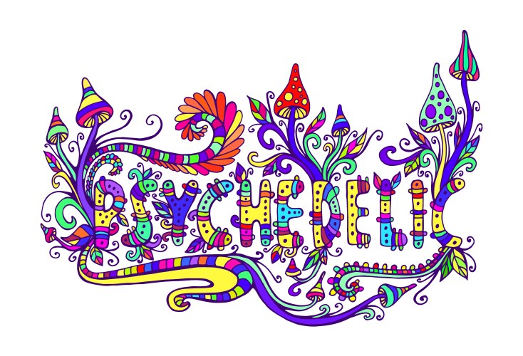 Psychedelic Tribal Mushrooms Vector Image