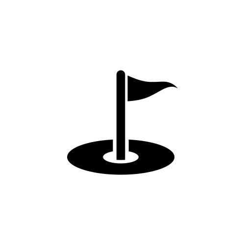 Simple black icon of a golf flag in hole Vector Image