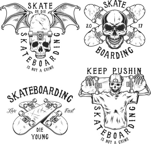 Skateboarding Emblems & Motifs Vector Image