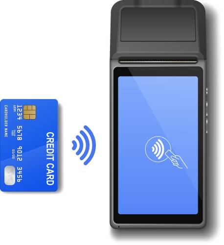 3d realistic black wi-fi payment machine vector image