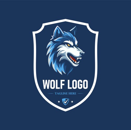 Blue wolf head theme logo template Vector Image