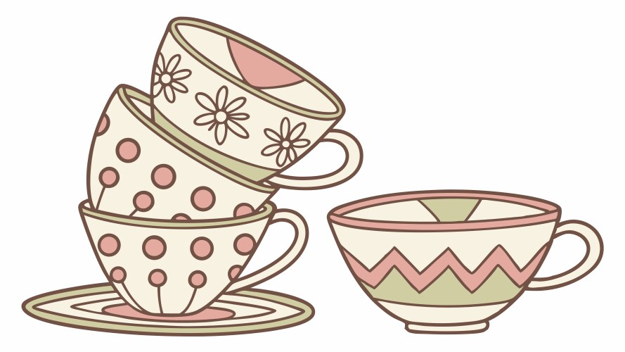 Stacked Tea Cups Clip Art