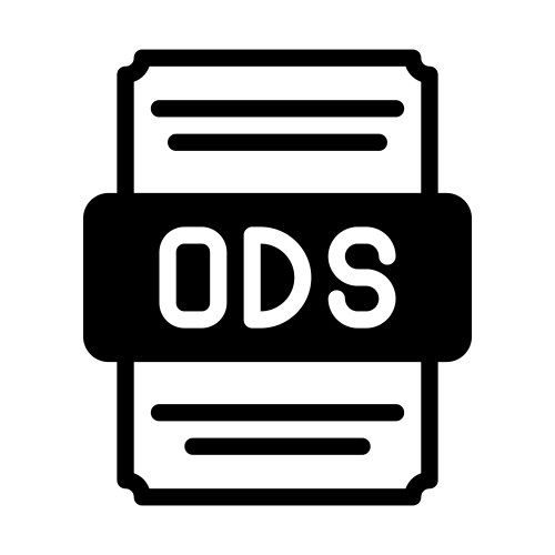 ods spreadsheet file icon with black fill design vector image