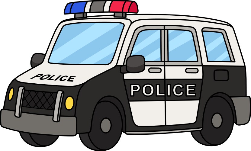 Police car cartoon colored clipart Vector Image