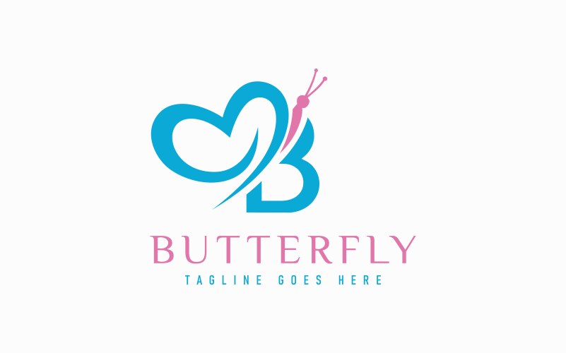 Abstract letter b and butterfly combination logo vector image