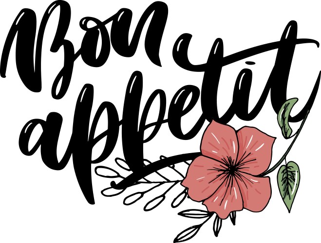 bon appetit hand drawn lettering vector image