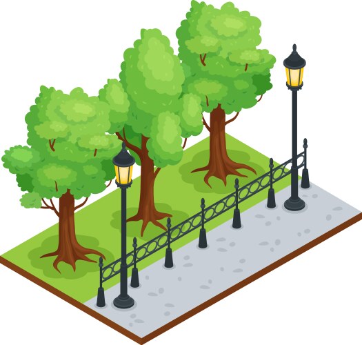 Isometric park activity cartoon Royalty Free Vector Image