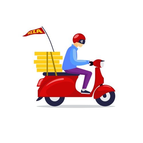 Pizza guy riding scooter delivering order Vector Image