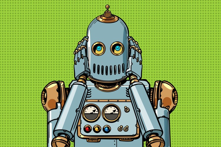 Retro robot portrait Royalty Free Vector Image