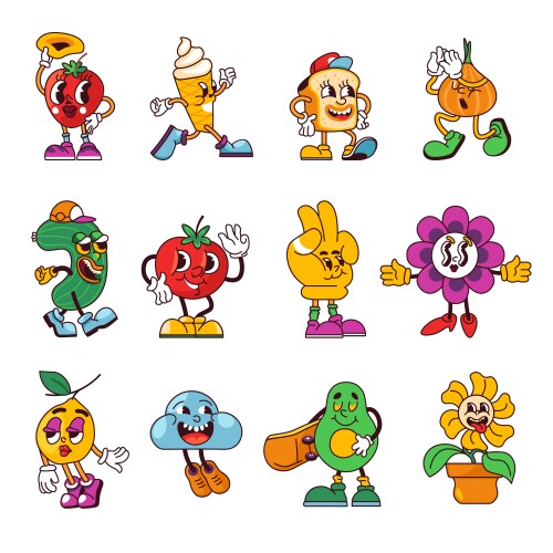 set of cartoon characters for social media emoji vector image