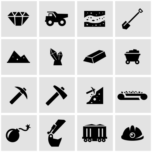 Miner helmet pickaxe and mining equipment icons Vector Image