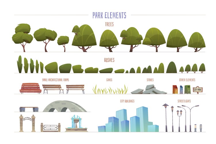 City park set Royalty Free Vector Image - VectorStock