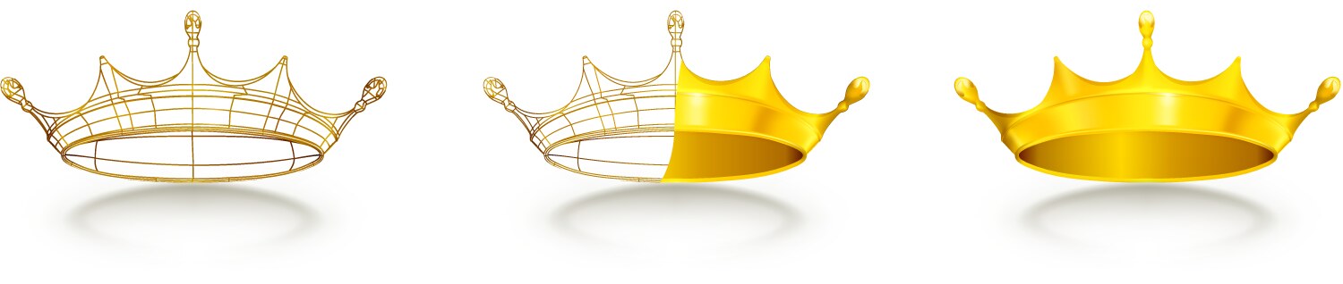 Gold crown king 3d realistic icon Royalty Free Vector Image
