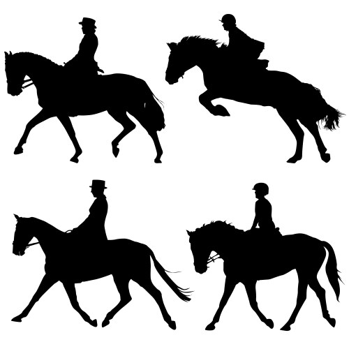 Horse Riders Silhouette Vector Image