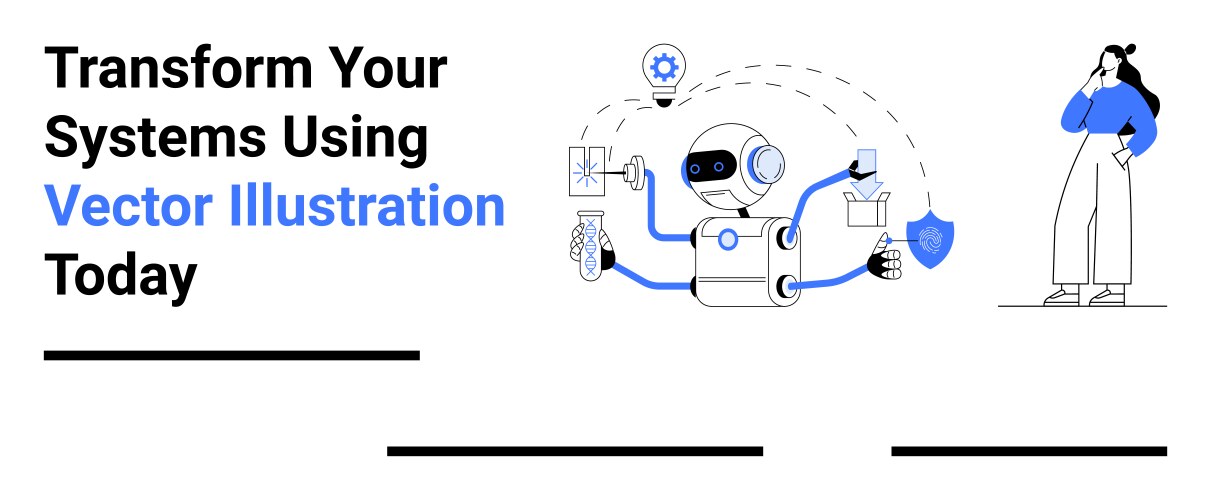Ai robot integrating technology solutions and user vector image