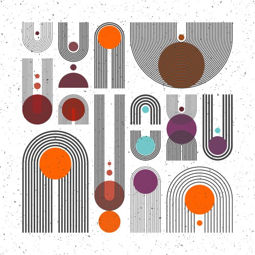 Mid century arch circle elements modern vector image