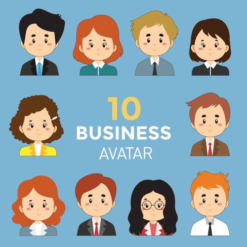 Cute animal head kawaii faces smiling avatars Vector Image