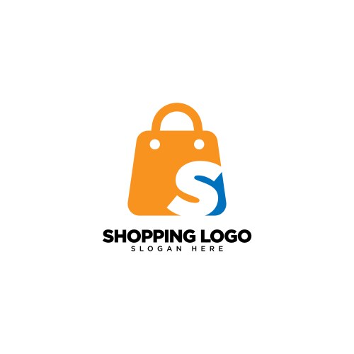 Letter s on shop logo design vector image