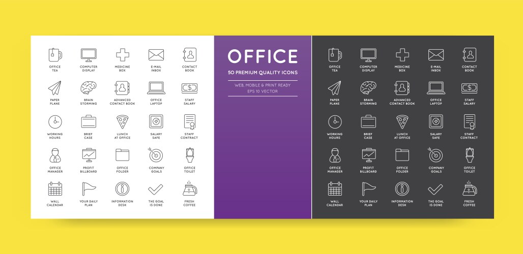 two palette high qulaity office outline icons set vector