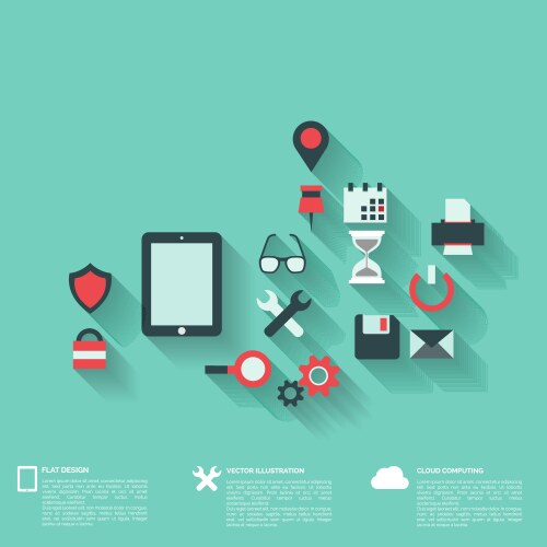 Flat abstract background with web icons interface vector image