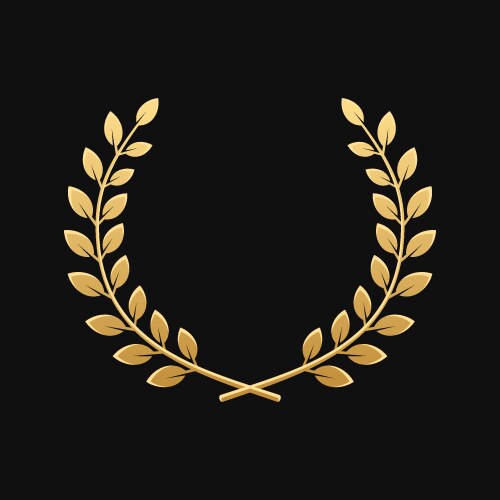 Gold award laurel wreath on black background Vector Image