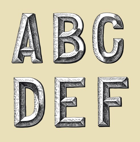 Hand-Drawn Alphabet Sketch Vector Image