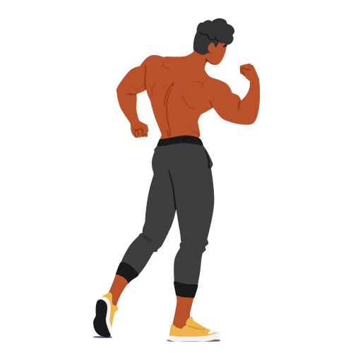 Muscular bodybuilder male character from the back vector image