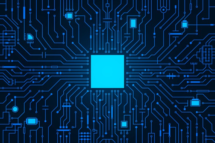 High tech electronic circuit board Royalty Free Vector Image