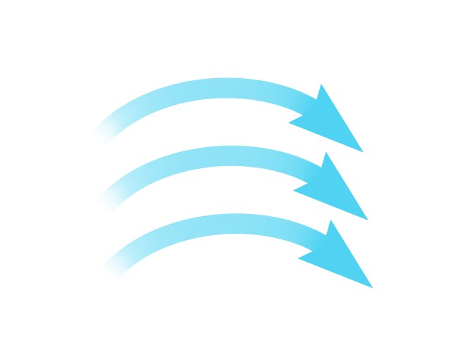 Air flow blue arrow showing direction of vector image