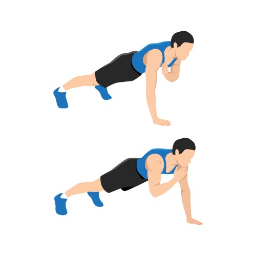 Plank shoulder taps exercise flat vector image