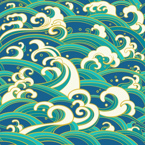 Sea blue water wave seamless pattern ocean border Vector Image