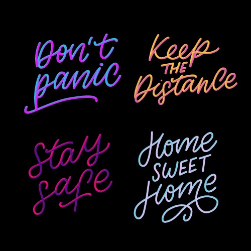 Slogan stay home safe quarantine pandemic letter vector image