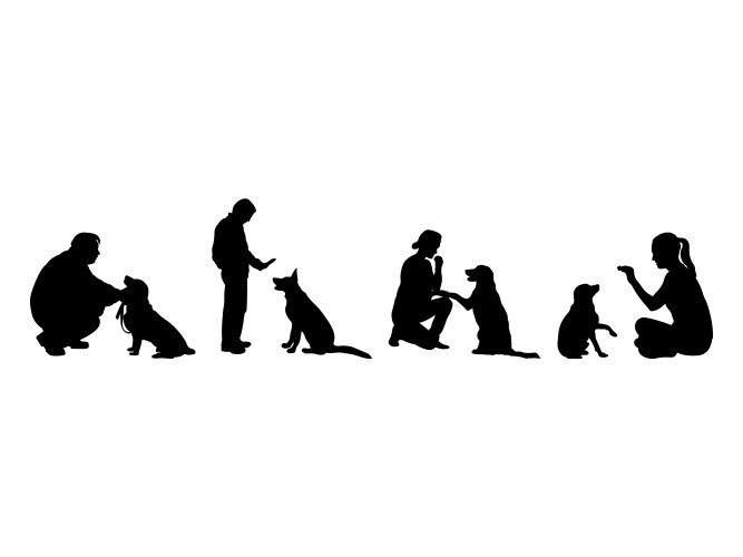 Group of dog training silhouette design Vector Image