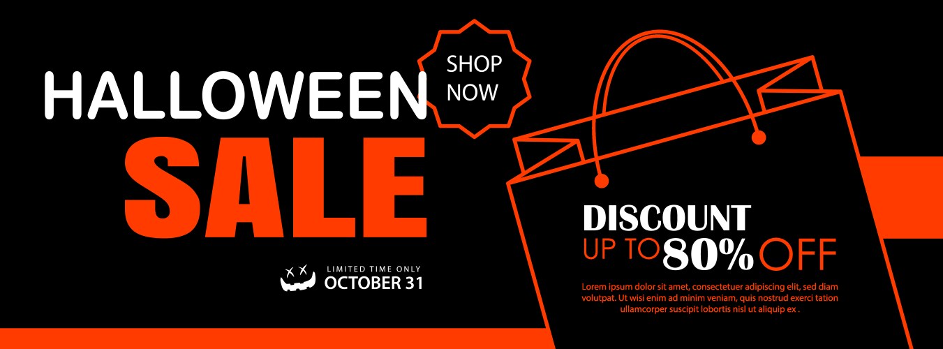 Halloween sale with shopping bags banner vector image