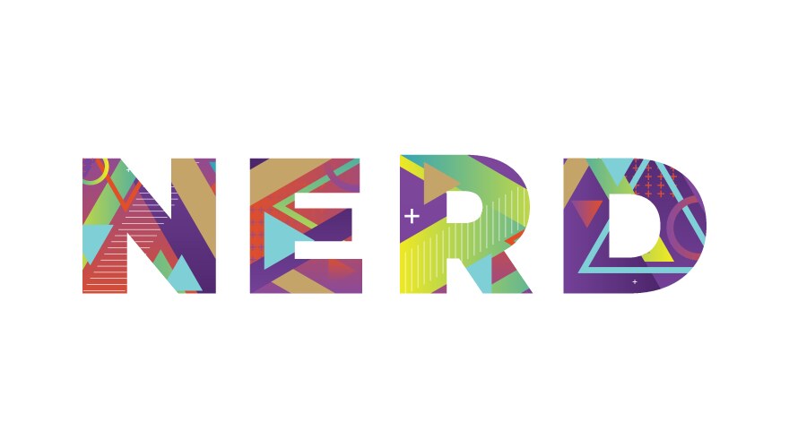 Nerd concept retro colorful word art vector image