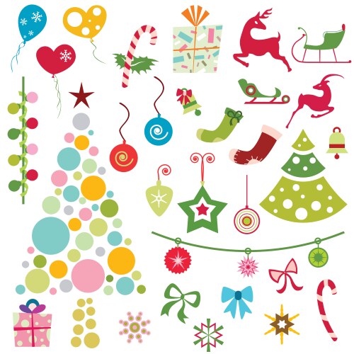 Christmas Festive Ornament Set Vector Image