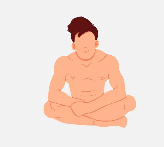 Naked man sitting flat in cartoon Vector Image