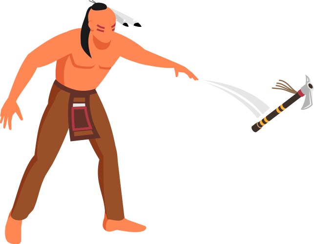 Native American Warrior Throwing Tomahawk vector image