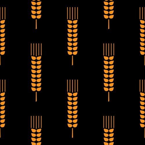 Seamless wheat ear pattern golden ears on black vector image