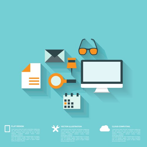 Flat abstract background with web icons interface vector image