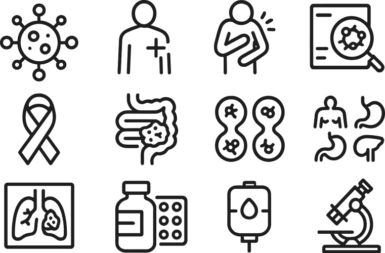 Set of web icons depicting health illness Vector Image