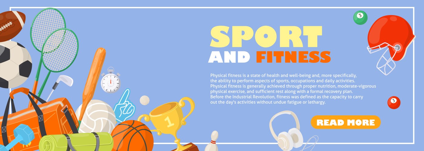 sport and fitness informational header website vector image