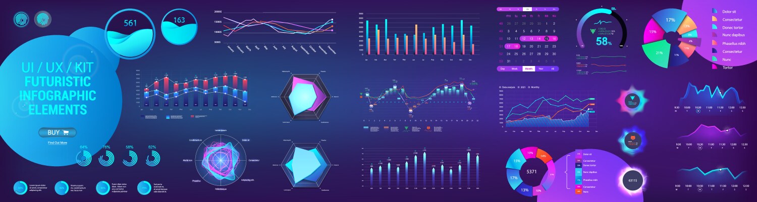 analytic set ui ux gui for mobile app dashboard vector