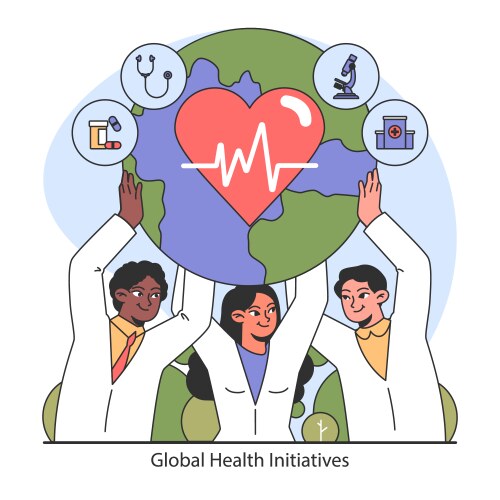 global health initiatives concept flat vector