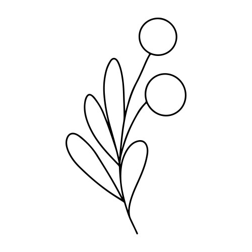 Hand drawn minimalist branch with leaves Vector Image
